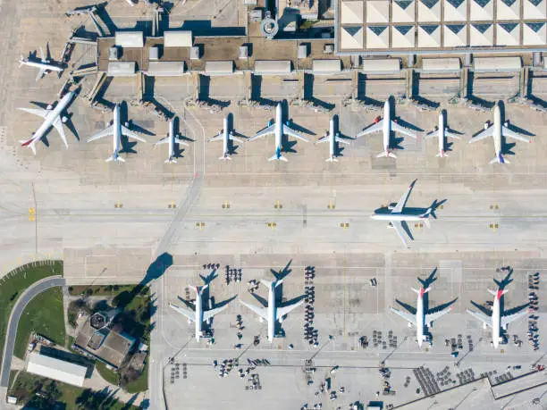 Photo of Aerial view of an airport.