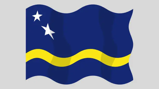 Vector illustration of Flying flag of Curaçao.