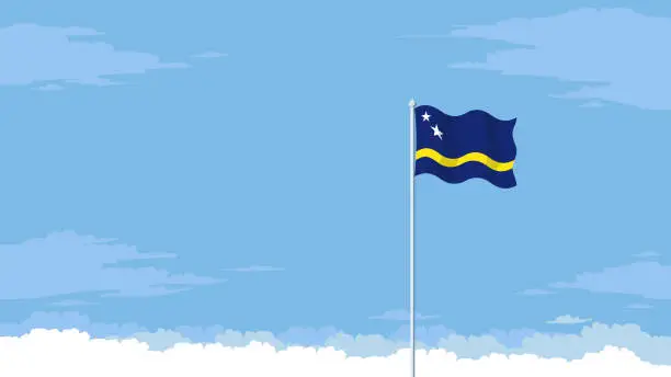 Vector illustration of Flying flag of Curaçao.