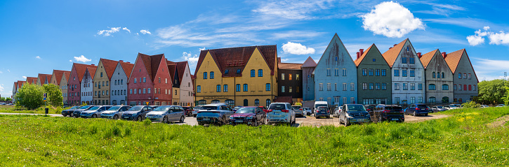 Jakriborg, Sweden - May 22, 2021: Jakriborg is a new classical housing project with colorful houses in Hjärup, Sweden.