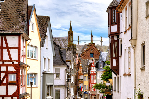 View to the old town hall and half-timbered houses in the old town of Montabaur, Germany