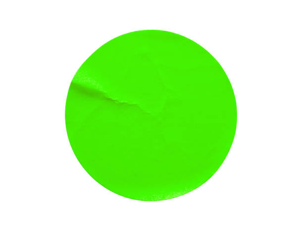 istock Green round paper sticker label isolated on white background 1342155604