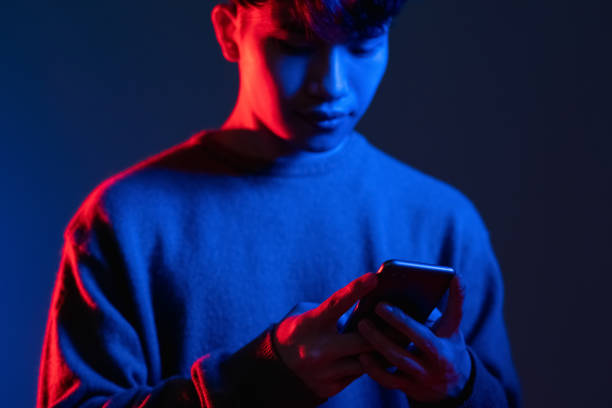 modern gadget virtual lifestyle man neon light