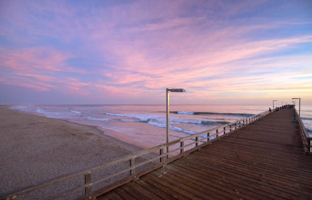 Sunset at Port Hueneme pier in Oxnard California United States stock photo