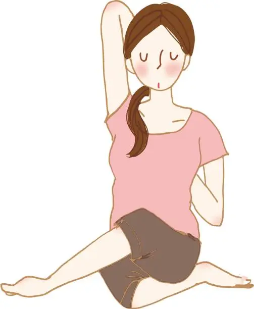 Vector illustration of A young woman doing yoga poses.