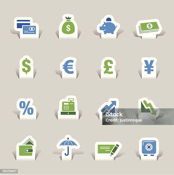 Papier Schnittfinanzen Symbole Stock Vektor Art und mehr Bilder von Bank - Bank, Bankgeschäft, Bankkarte