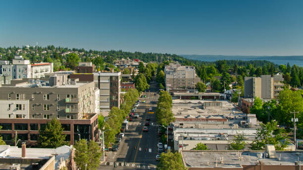 istock Sweeping Drone Flight Over California Avenue in West Seattle 1342162329