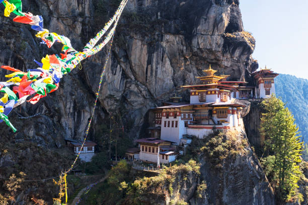 부탄 타이거스 둥지 사원 불교 사원 - bhutan himalayas buddhism monastery 뉴스 사진 이미지