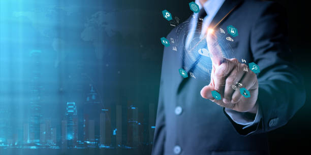 istock Businessman showing hologram, analyzing sales data and economic. 1342164919