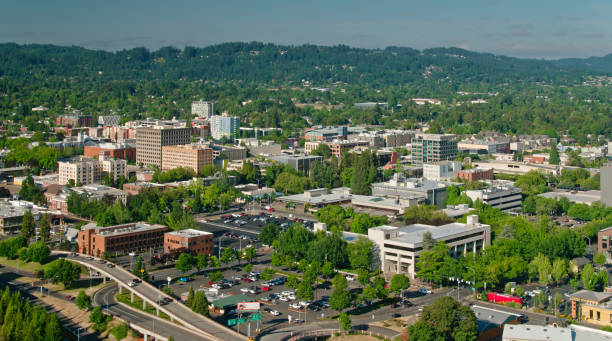 istock Downtown Eugene on a Sunny Morning - Aerial 1342166882