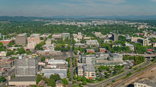 istock Eugene, Oregon and Wider Oregon Landscape - Aerial 1342166885