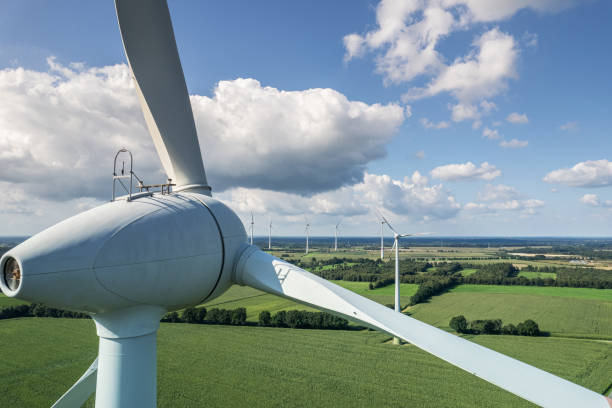 Wind turbine renewable energy stock photo