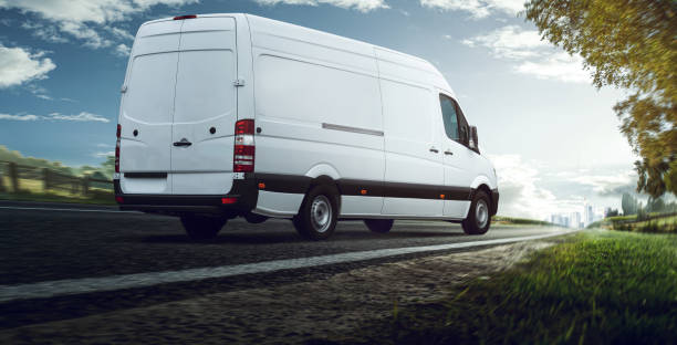 istock Delivery van delivers on Country Road 1342174081