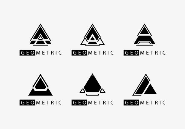 ilustraciones, imágenes clip art, dibujos animados e iconos de stock de diseño de logotipo de triángulo geométrico. - pyramid shape triangle three dimensional shape shape