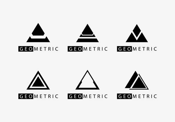 ilustraciones, imágenes clip art, dibujos animados e iconos de stock de diseño de logotipo de triángulo geométrico. - pyramid shape triangle three dimensional shape shape