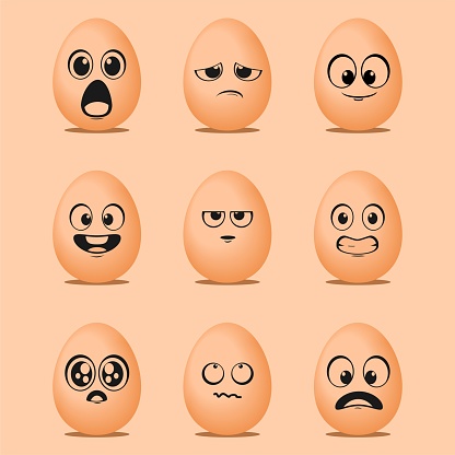 Set of cute eggs emoji. Eggs with expression. Illustration vector
