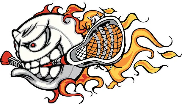 Vector illustration of Lacrosse Ball Flaming Face Vector Image