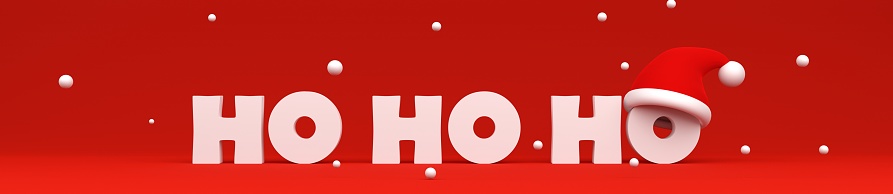 Christmas banner. Horizontal christmas poster, website header, holiday banner. 3d rendering