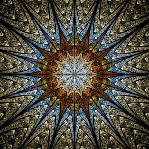 istock Computer generated abstract illustration Beautiful fractal armor wall background, Kaleidoscope design background, Concept Unique Mandala Kaleidoscopic creative inimitable graphic design 1342188307