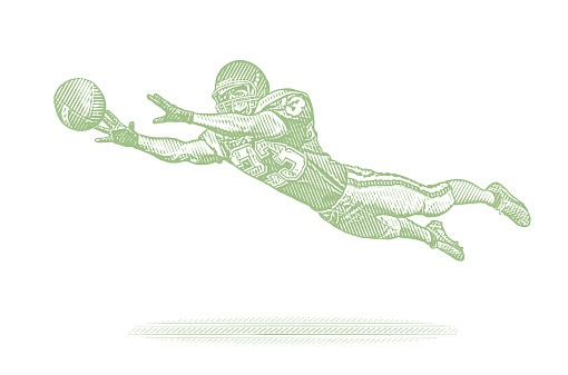 Vector illustration of an American Football player making fantastic catch