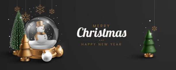 istock Merry Christmas banner with realistic christmas ornament 1342191821