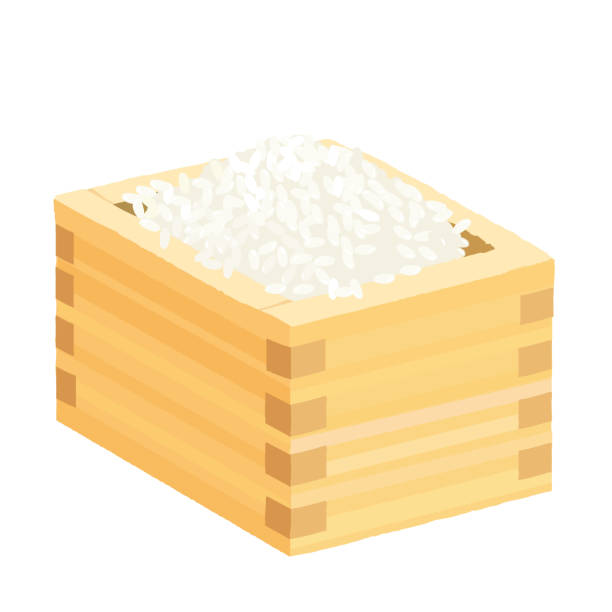 Vector illustration of rice in a box. Vector illustration of rice in a box. rice bran stock illustrations