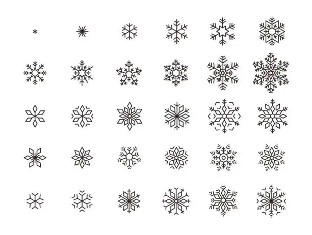 Vector illustration of pattern of snowflake line icons, vector illustration