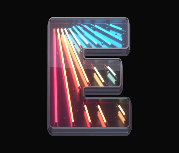 istock Retro neon font. Colorful light. 1342196759