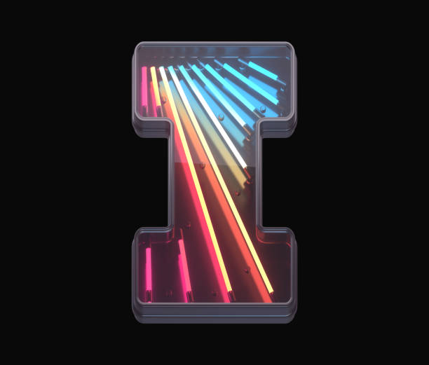istock Retro neon font. Colorful light. 1342196823