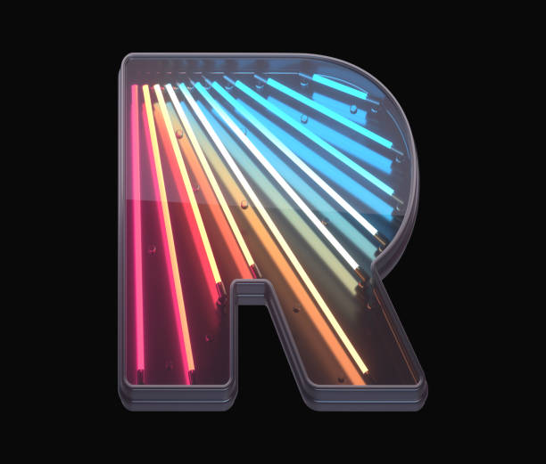 Retro neon font. Colorful light.