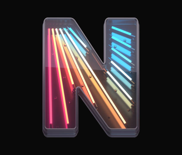 istock Retro neon font. Colorful light. 1342196991