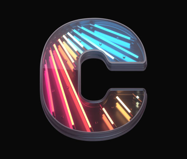 istock Retro neon font. Colorful light. 1342197082