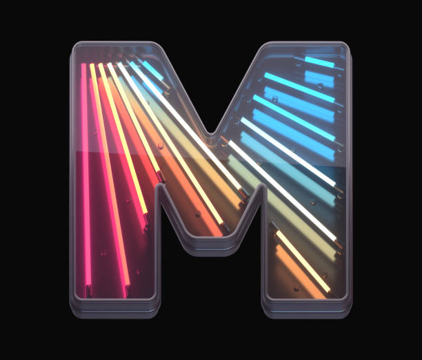 istock Retro neon font. Colorful light. 1342197099