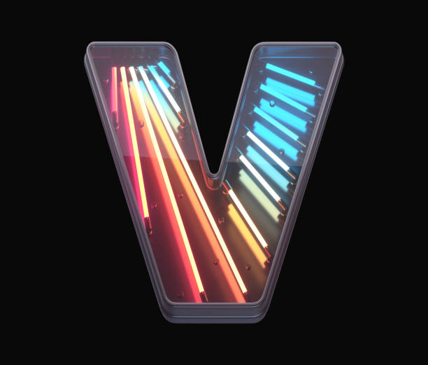 istock Retro neon font. Colorful light. 1342197148