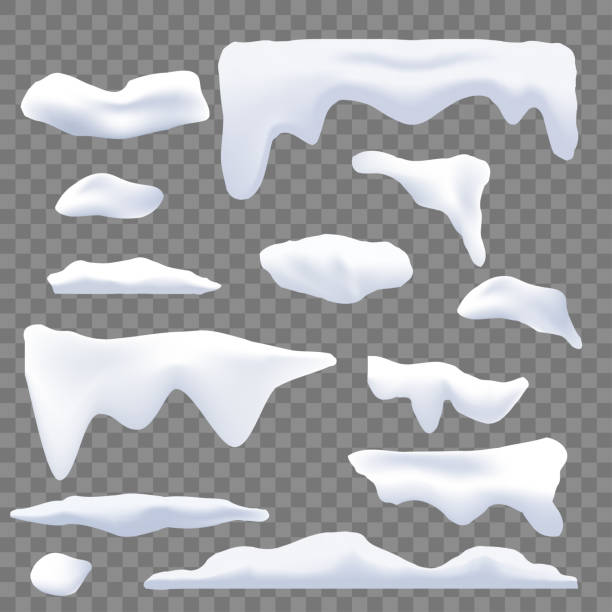 istock Set of snow caps, snowballs and snowdrifts. Vector 1342197313