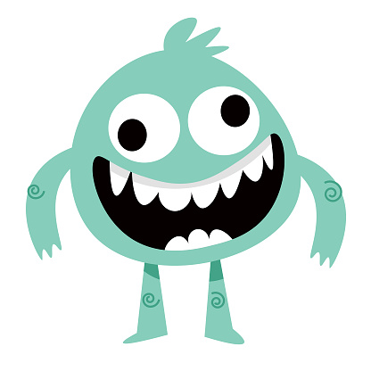 Vector illustration of a cute monster. Cut out design element on a white background.