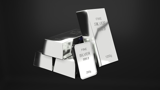 Silver bars 1000 grams pure Silver,business investment and wealth concept.wealth of Silver ,3d rendering