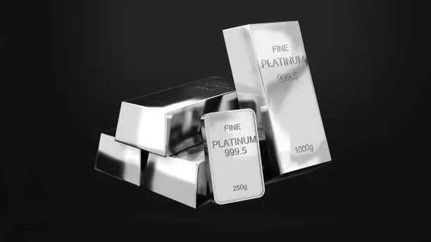 Platinum bars 1000 grams pure platinum,business investment and wealth concept.wealth of platinum,3d rendering