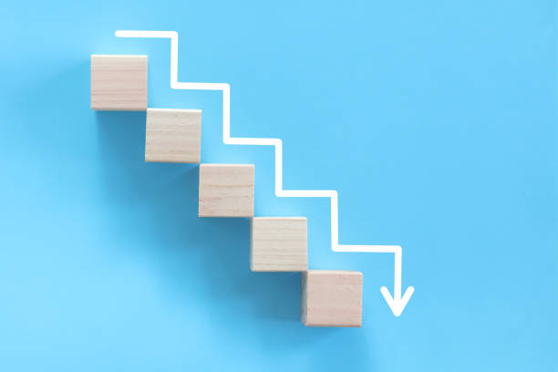 istock Zigzag arrow is drawn to indicate going down the stairs. 1342202015