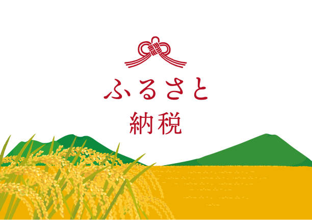 Hometown tax donation program image illustration/ Japanese translation is "Hometown tax donation program" Hometown tax donation program image illustration/ Japanese translation is "Hometown tax donation program" rice bran stock illustrations