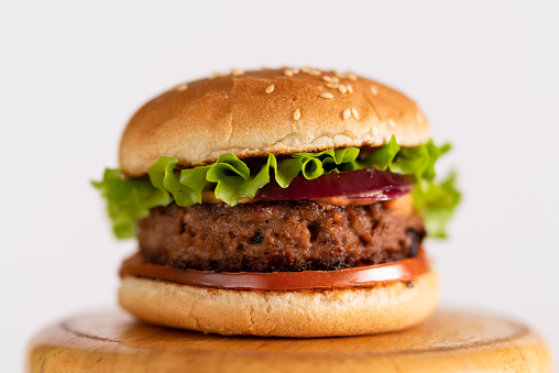 Fresh burger with plant-based meat substitute