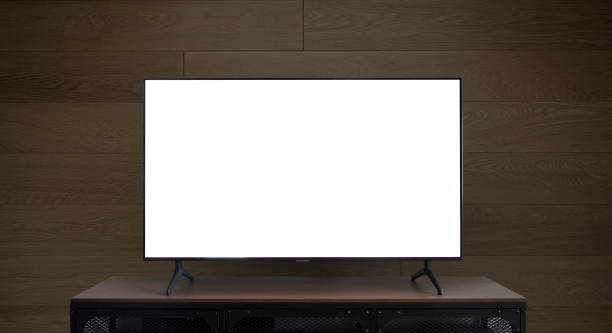 istock TV led mock up screen. Smart TV on a curbstone in an empty interior. 1342204735