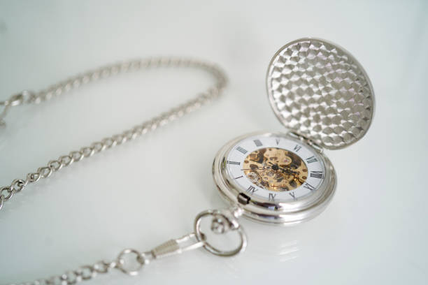 istock silver-plated pocket watch with exposed mechanism 1342206945