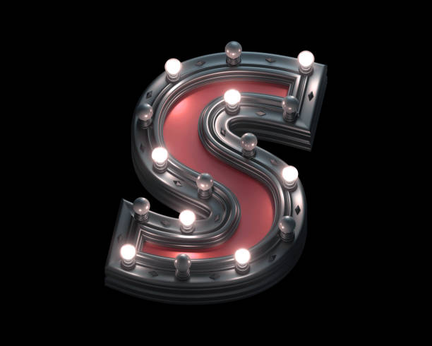 istock Black and red metal lamp light font. 1342208503