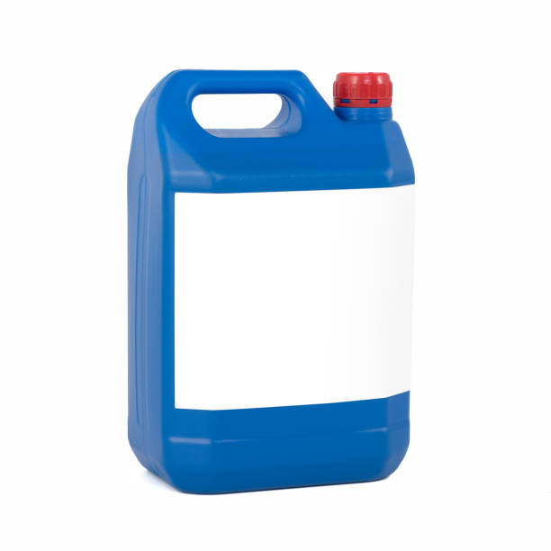 istock Blue drum with a red cap on a white background with a white label 1342209174
