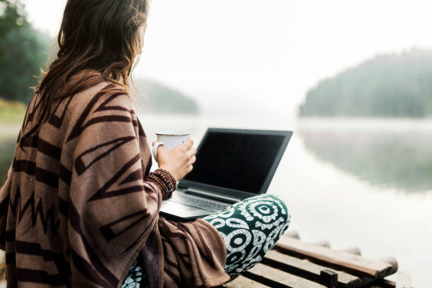 istock Woman Relaxing In Nature And Using Technology 1342209199