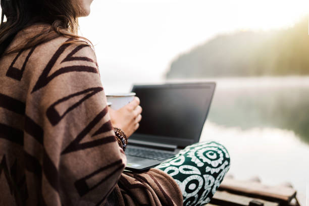 istock Woman Relaxing In Nature And Using Technology 1342209201