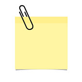 istock Yellow Stick Note With Paperclip On White Background - Vector Illustration 1342209781