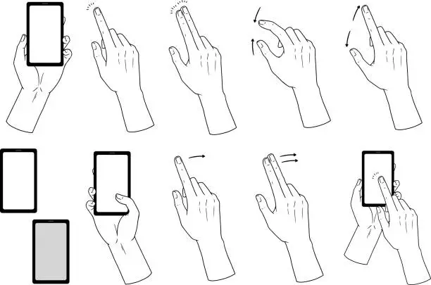 Vector illustration of Hand set for operating smartphones Vector material