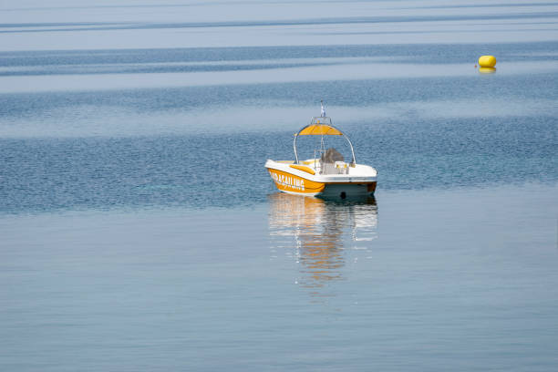A ship is traveling in the Aegean Sea, Dilek Peninsula National Park, Aydin